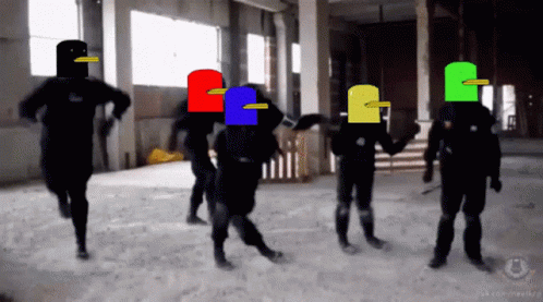 A Group Of People Are Dancing In A Room With A Watermark That Says 8 On It GIF