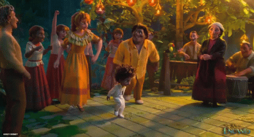 A Group Of People Are Dancing In A Scene From A Disney Movie GIF