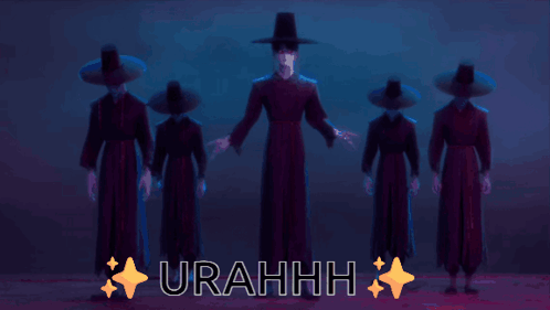 a group of people are dancing with the word urahhh behind them