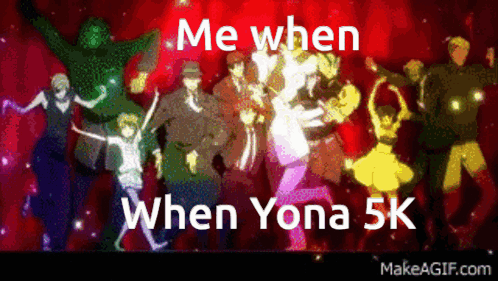 A Group Of People Are Dancing With The Words Me When When Yona 5K On The Bottom GIF
