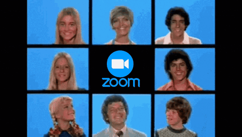 A Group Of People Are Having A Video Call With A Zoom Logo In The Background GIF