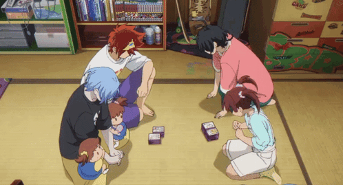 A Group Of People Are Playing A Game Of Cards In A Room GIF