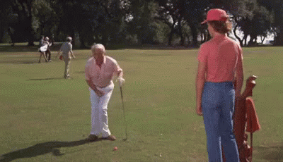 A Group Of People Are Playing Golf On A Green Field . GIF