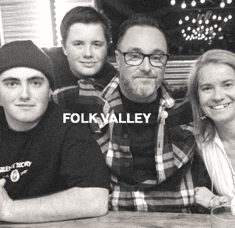 A Group Of People Are Posing For A Picture And The Words Folk Valley Are On The Bottom GIF