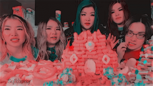 A Group Of People Are Posing For A Picture With The Name Softbetty Written On The Bottom GIF