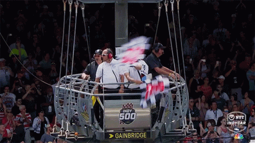 A Group Of People Are Sitting In A Cage That Says Gainbridge GIF