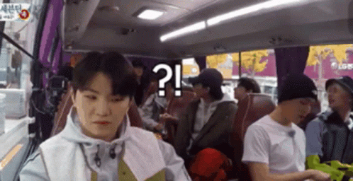 A Group Of People Are Sitting On A Bus And One Of Them Has A Question Mark On Their Face GIF