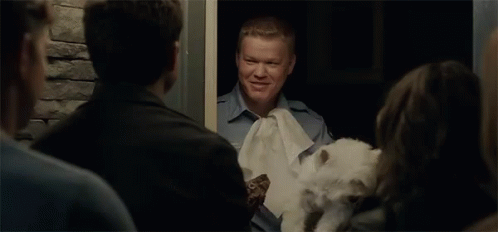 A Group Of People Are Standing In A Line With The Words `` Do We Follow Him ? '' GIF