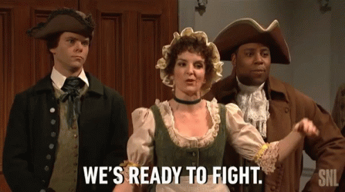 A Group Of People Are Standing Next To Each Other And One Of Them Says We 'Re Ready To Fight . GIF