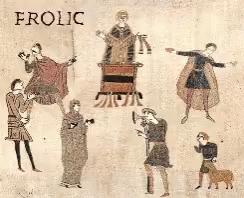 A Group Of People Are Standing Next To Each Other In A Painting With The Word Hard On The Bottom . GIF