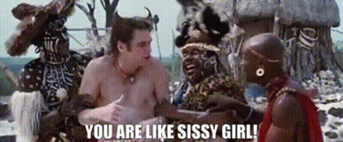 A Group Of People Are Talking To Each Other And One Of Them Says You Are Like Sissy Girl . GIF