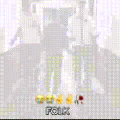 A Group Of People Are Walking Down A Hallway And The Word Folk Is On The Bottom Right GIF