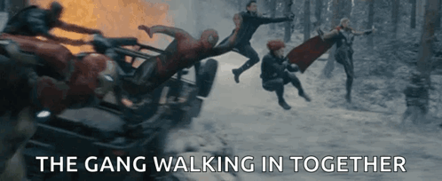 Group Walking In Snow The Gang GIF