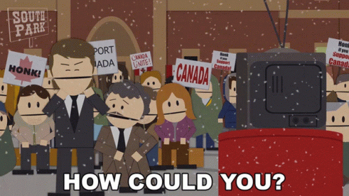 A Group Of People Holding Signs That Say Honk Canada GIF