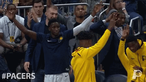 A Group Of People In A Stadium With The Word Pacers On The Bottom GIF