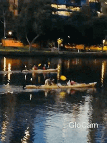A Group Of People In Kayaks On A Body Of Water With The Word Glocam In The Corner GIF