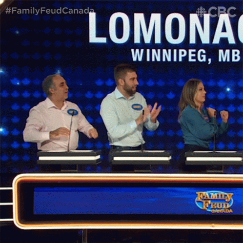 A Group Of People On A Family Feud Show GIF