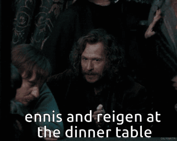 People Sitting In Dark Room Ennis And Reigen At Dinner GIF