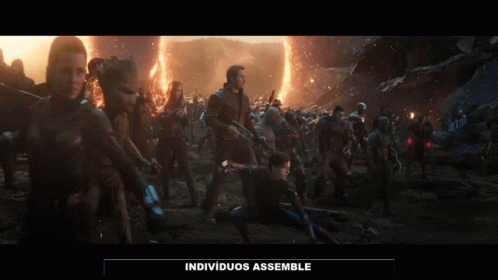 a group of people standing in a field with the words individuos assemble written on the bottom