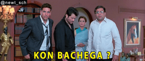 A Group Of People Standing In A Room With Kon Bachega Written On The Screen GIF