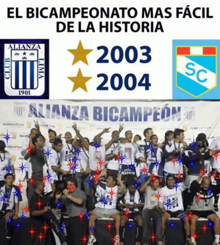 People Standing In Front Of El Bicampeonato Mas Facil Banner GIF
