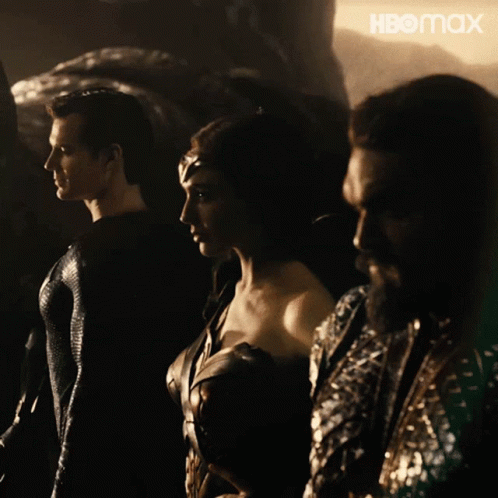 A Group Of People Standing Next To Each Other With A Hbomax Logo In The Corner GIF