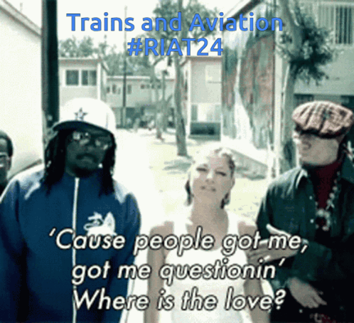 A Group Of People Standing Next To Each Other With The Caption Trains And Aviation GIF