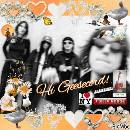 A Group Of People Standing Next To Each Other With The Words Hi Geesecord On The Bottom GIF