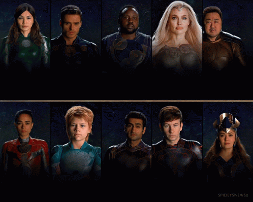 A Group Of People Standing Next To Each Other With The Words Spideysnews99 On The Bottom Right GIF