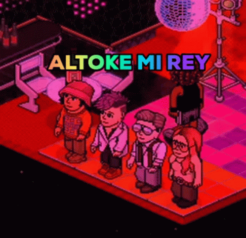 a group of people standing on a stage with altoke mi rey written on the bottom