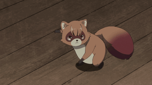 A Group Of People Standing On A Wooden Deck Including A Pig GIF
