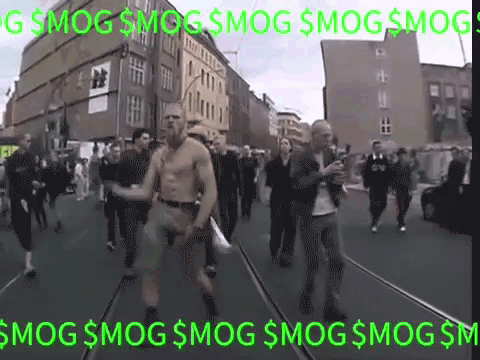A Group Of People Walking Down A Street With The Words Smog Smog Smog Smog Smog Smog Smog Smog Smog GIF