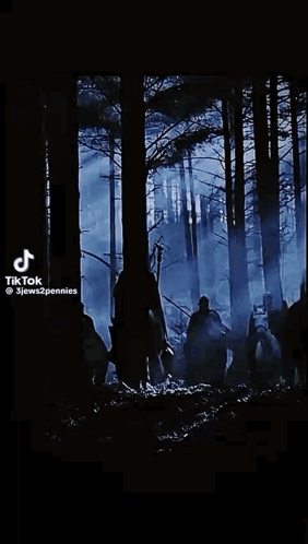 a group of people walking through a dark forest with the words " stay with me "