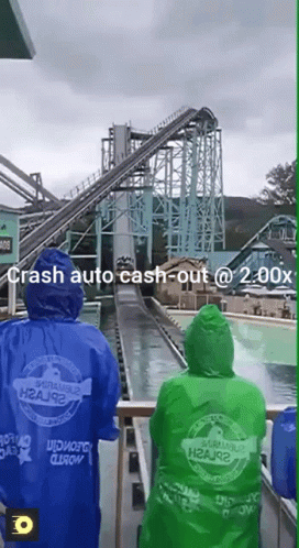 A Group Of People Wearing Raincoats That Say Crash Auto Cash Out GIF