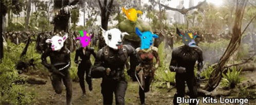 a group of people with masks on their faces and the words blurry kits lounge