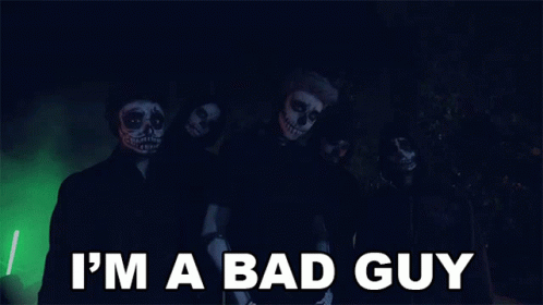 People With Skeleton Faces Behind I M A Bad Guy GIF