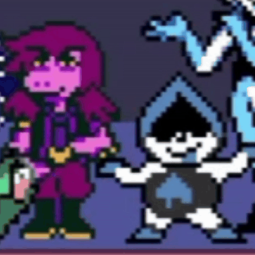 A Group Of Pixel Art Characters Standing Next To Each Other . GIF