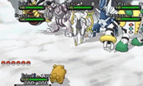 A Group Of Pokemon Fighting Each Other In A Video Game . GIF