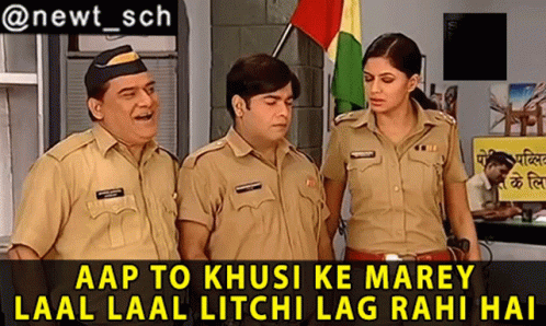 A Group Of Police Officers Standing Next To Each Other With A Caption That Says Aap To Khusi Ke Marey GIF