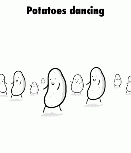 A Group Of Potatoes Are Dancing In A Line GIF