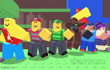 A Group Of Roblox Characters Standing Next To Each Other With A Watermark That Says Oluservana GIF