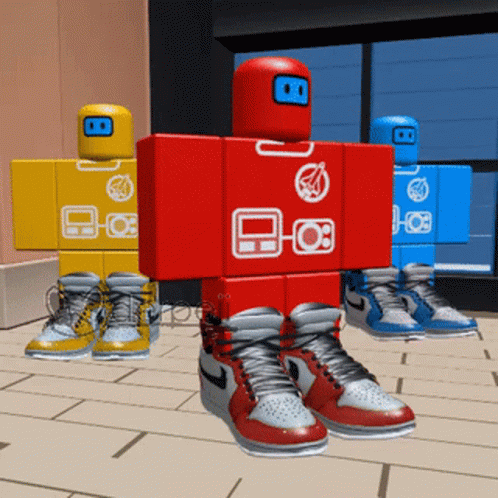 A Group Of Roblox Characters Wearing Nike Shoes GIF