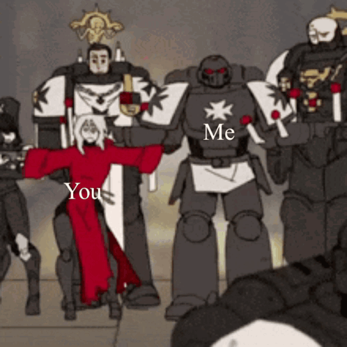 A Group Of Robots Are Standing Next To Each Other And A Woman Is Standing In The Middle Of The Group . GIF