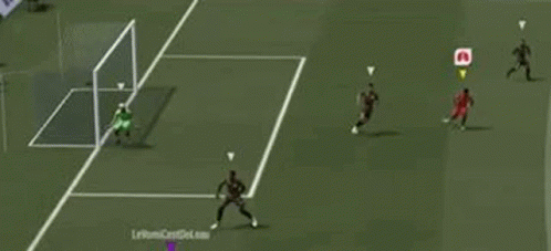 A Group Of Soccer Players Are Playing A Game Of Soccer On A Soccer Field . GIF