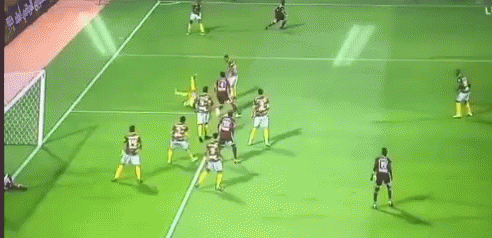 A Group Of Soccer Players Are Playing On A Field With A Banner Behind Them That Says ' Live ' GIF