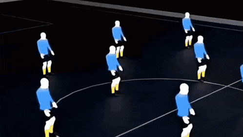 A Group Of Soccer Players Are Standing In A Circle GIF