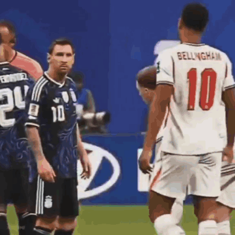 A Group Of Soccer Players Are Standing On A Field With One Wearing A Number 10 Jersey . GIF