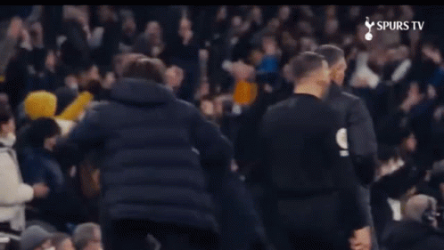 A Group Of Soccer Players In Blue Jackets Are Celebrating A Goal On Spurs Tv GIF