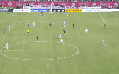 A Group Of Soccer Players On A Field With A Continental Ad GIF