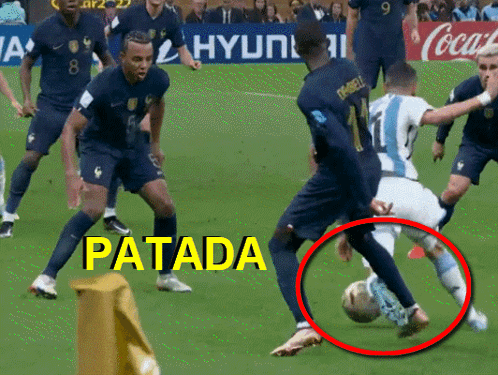 A Group Of Soccer Players On A Field With The Word Patada In Yellow GIF